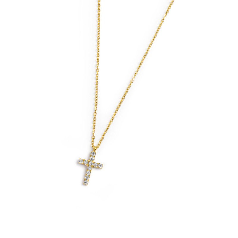 Marlù | Collana croce pendente 1,4 cm con zirconi