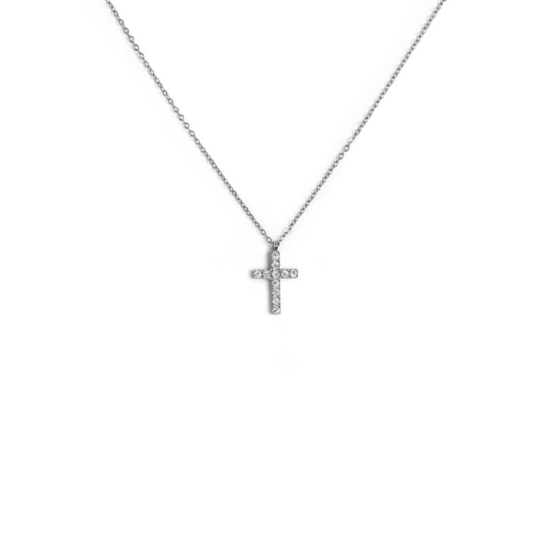 Marlù | Collana croce pendente 1,4 cm con zirconi