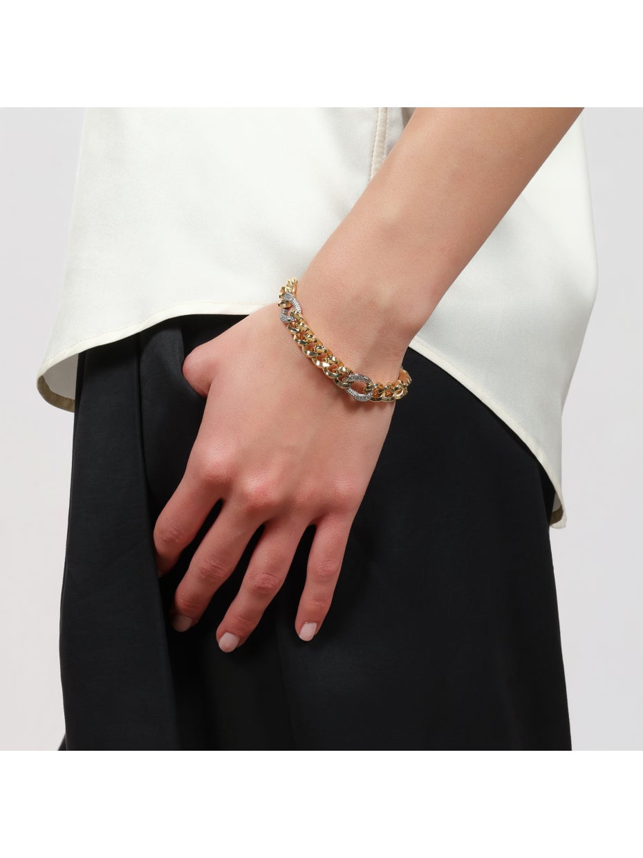 UNOAERRE |Bracciale bicolore grumetta e zirconi