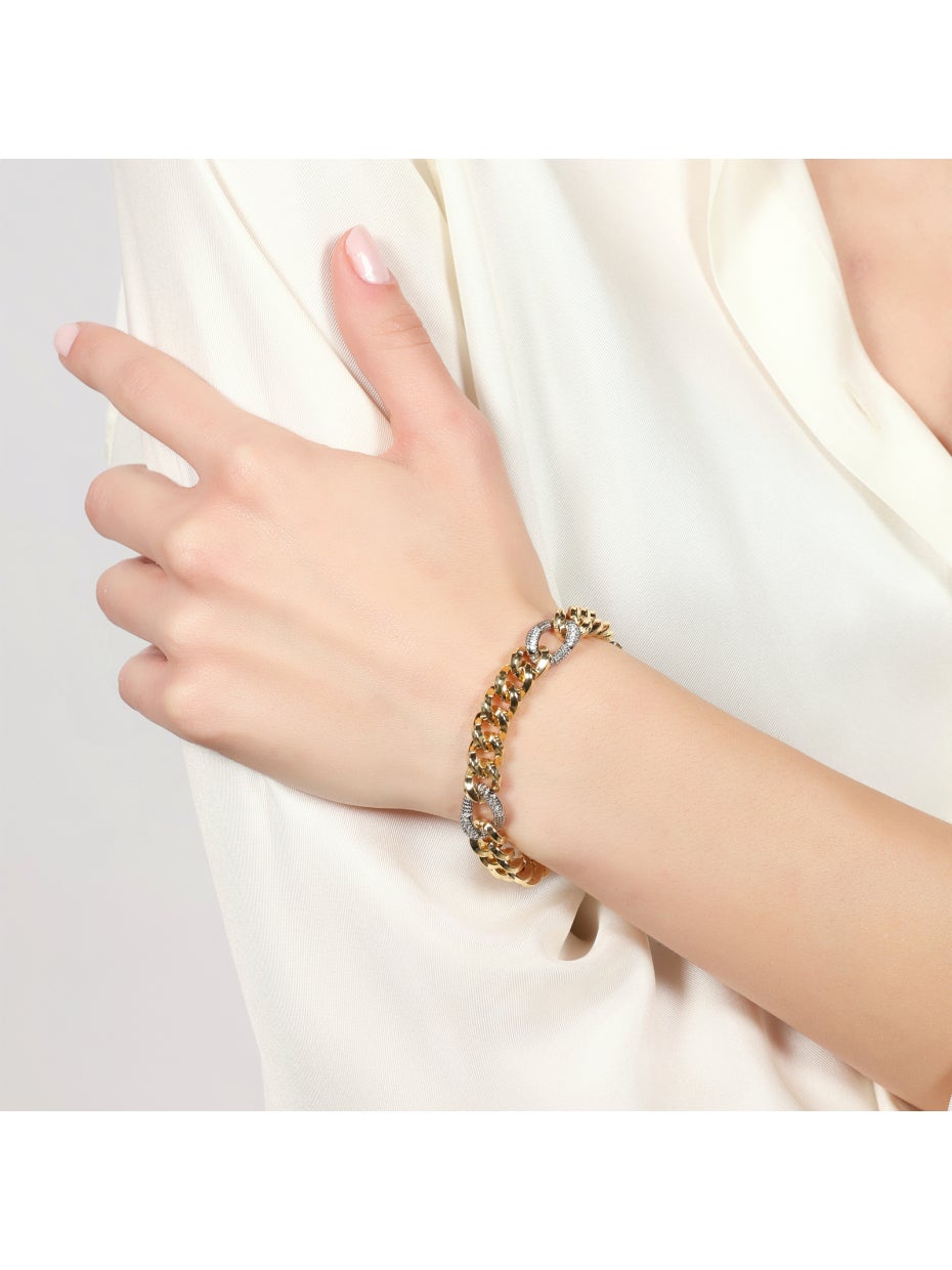 UNOAERRE |Bracciale bicolore grumetta e zirconi