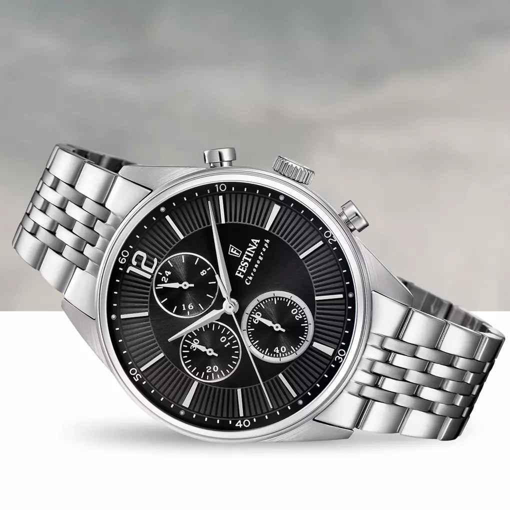 Festina | OROLOGIO FESTINA TIMELESS CHRONOGRAPH F20285/4 NERO CON CINTURINO IN ACCIAIO, UOMO