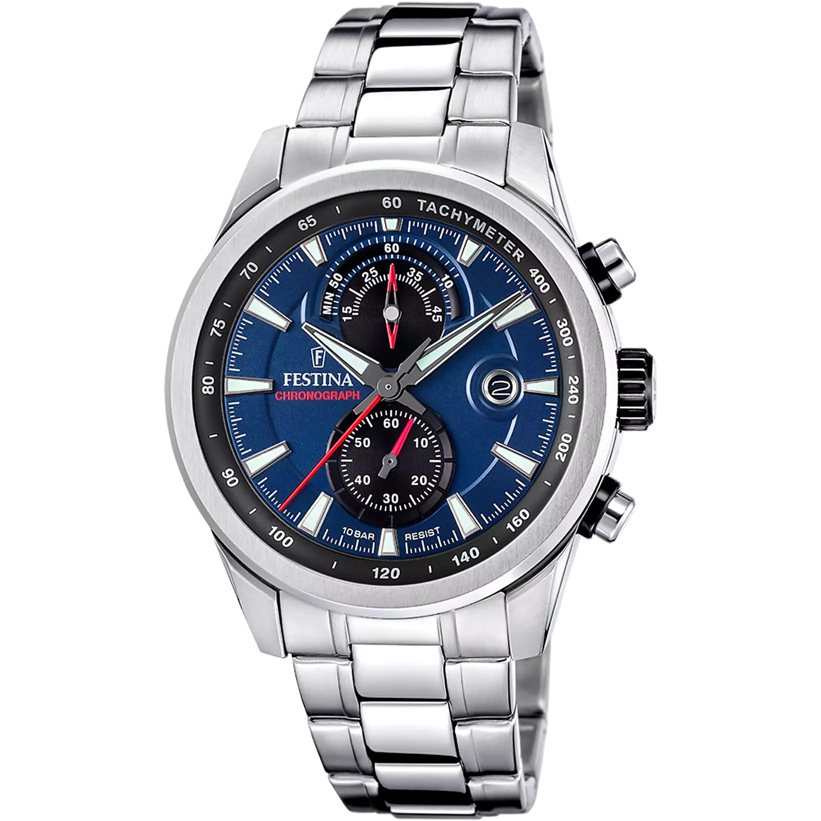 Festina | OROLOGIO FESTINA TIMELESS CHRONOGRAPH F20694/5 AZZURO CINTURINO IN ACCIAIO INOSSIDABILE 316L, UOMO