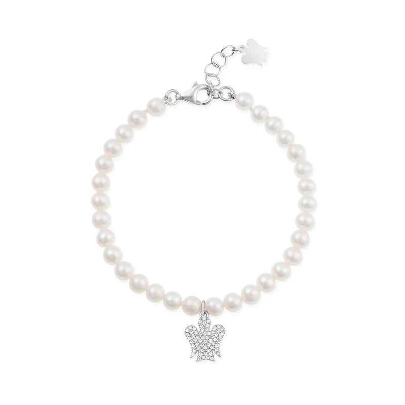 Roberto Giannotti | Bracciale di perle bianche con pendente angelo