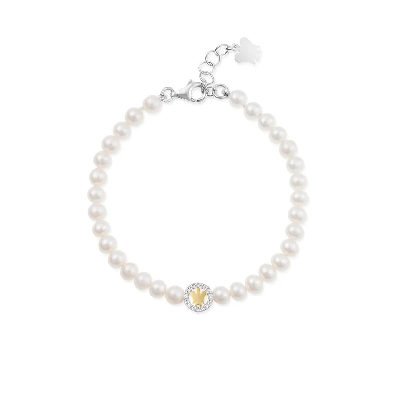 Roberto Giannotti | Bracciale di perle bianche con tondo e angelo dorato