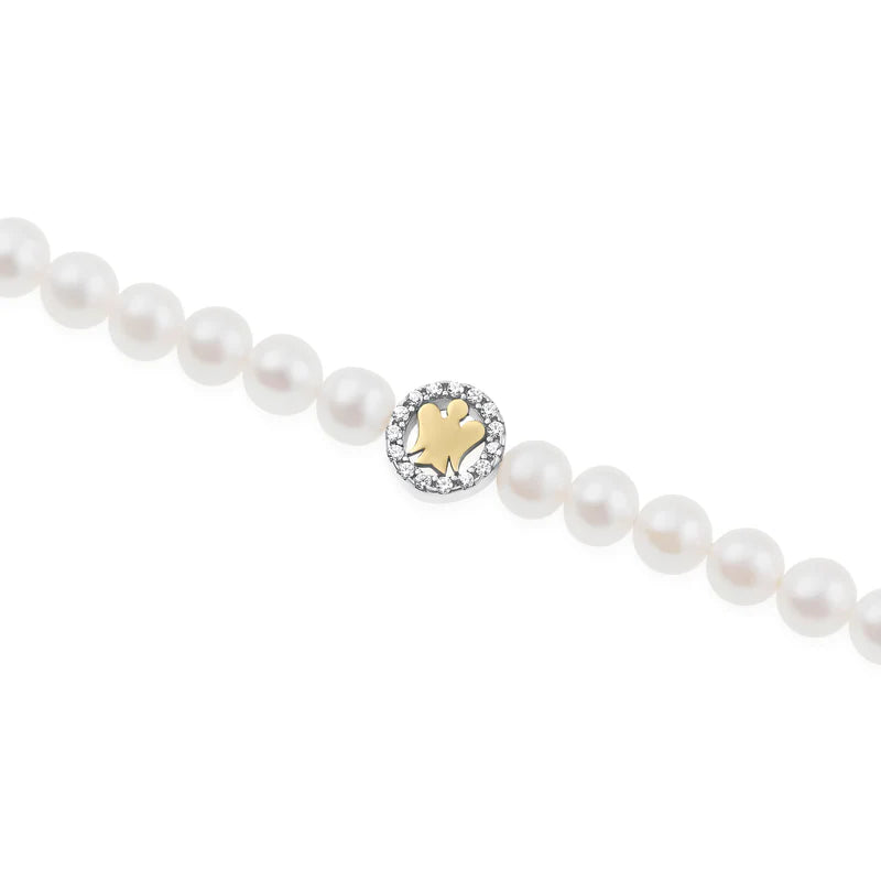 Roberto Giannotti | Bracciale di perle bianche con tondo e angelo dorato