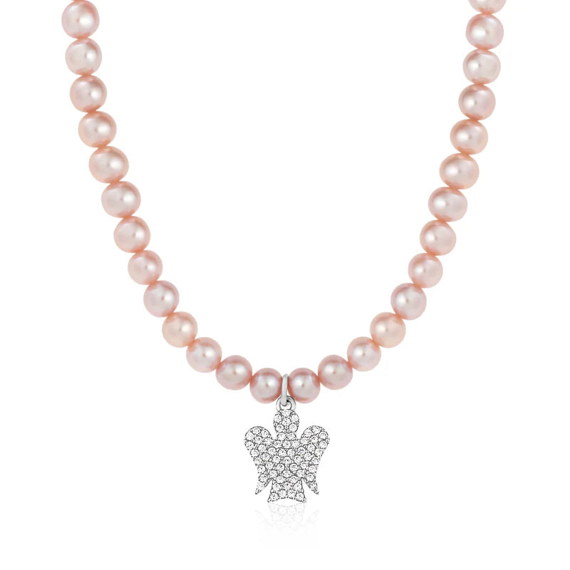 Roberto Giannotti | Collana di perle rosa con pendente angelo