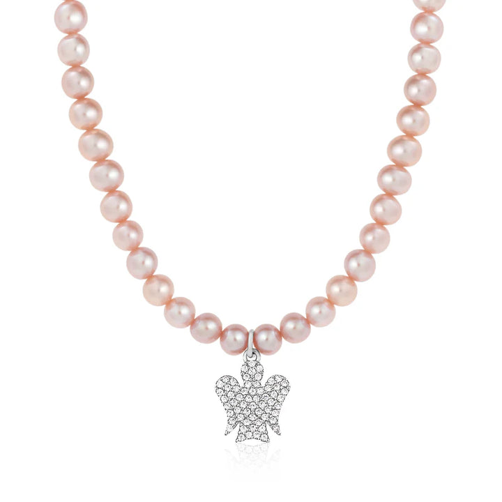 Roberto Giannotti | Collana di perle rosa con pendente angelo