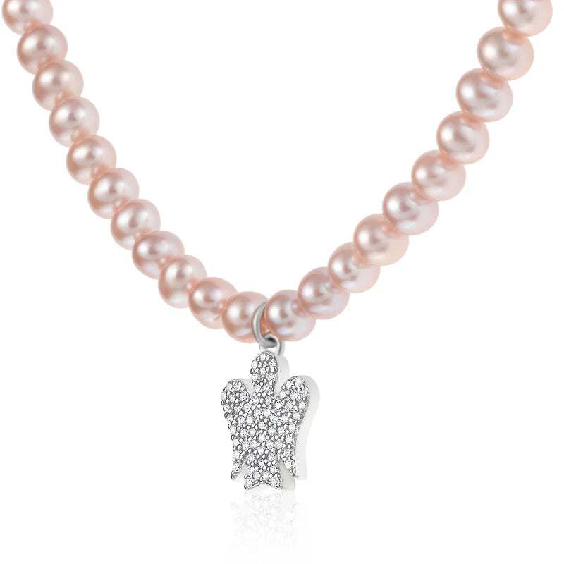 Roberto Giannotti | Collana di perle rosa con pendente angelo