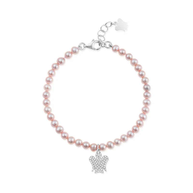 Roberto Giannotti | Bracciale di perle rosa con pendente angelo