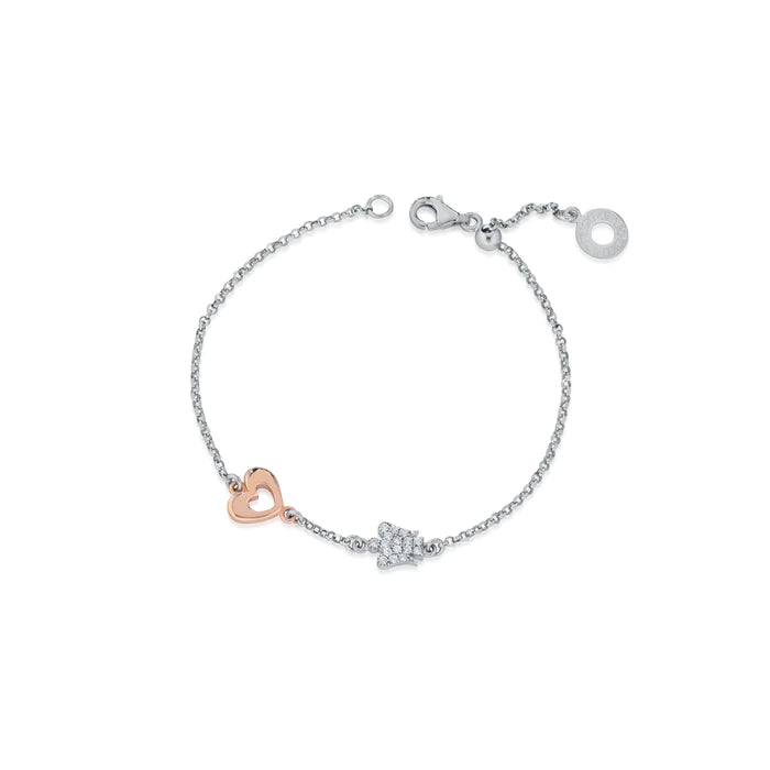 Roberto Giannotti | Bracciale con angelo e cuore in argento rosato