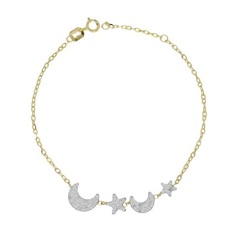 iGold | Bracciale Luna e Stelle in oro 9 carati