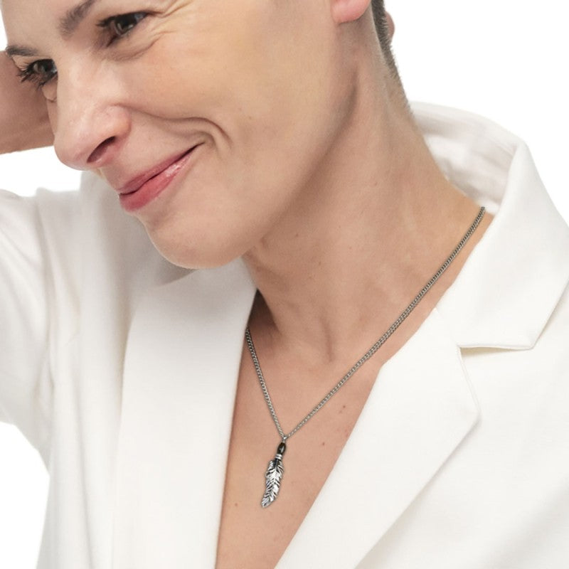 Marlù | Collana piuma pendente con occhio di tigre ovale