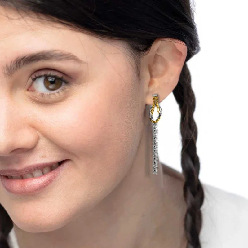 Marlù | Orecchini pendenti con nodo catena snake quadrata ritorta
