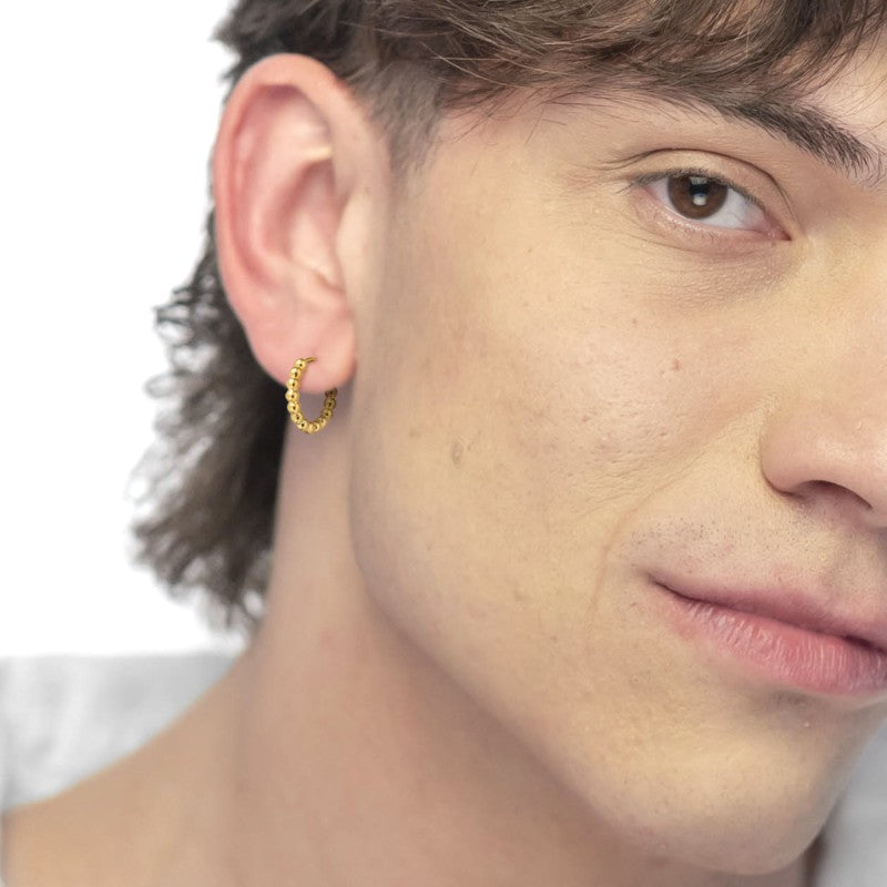 Marlù | Orecchino a cerchio 1,5 cm trama con sfere