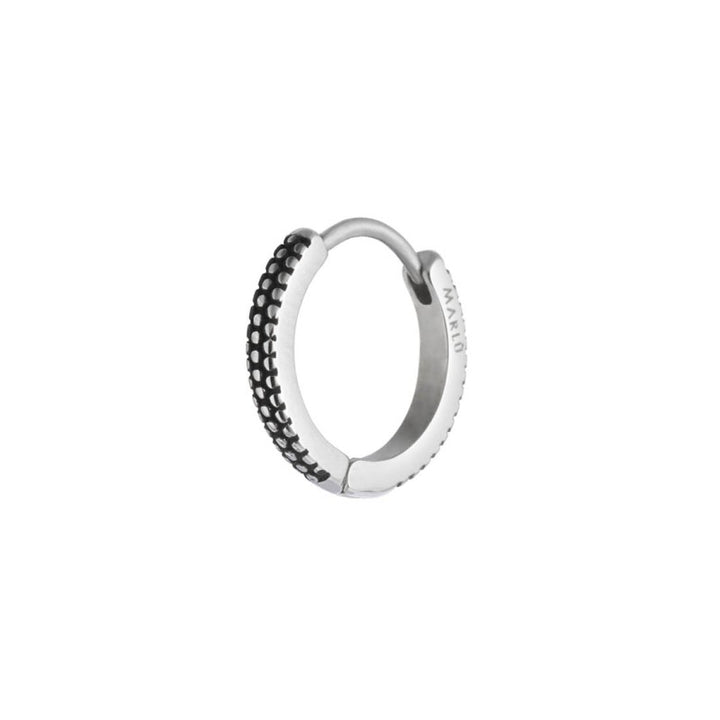 Marlù |Orecchino a cerchio 1,5 cm trama puntinata in black oil opaco