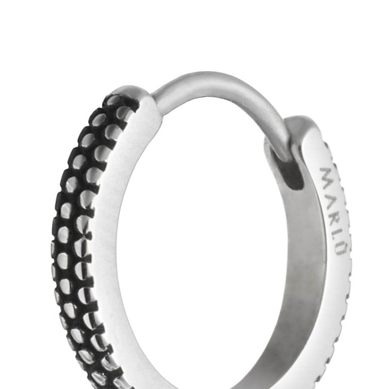 Marlù |Orecchino a cerchio 1,5 cm trama puntinata in black oil opaco