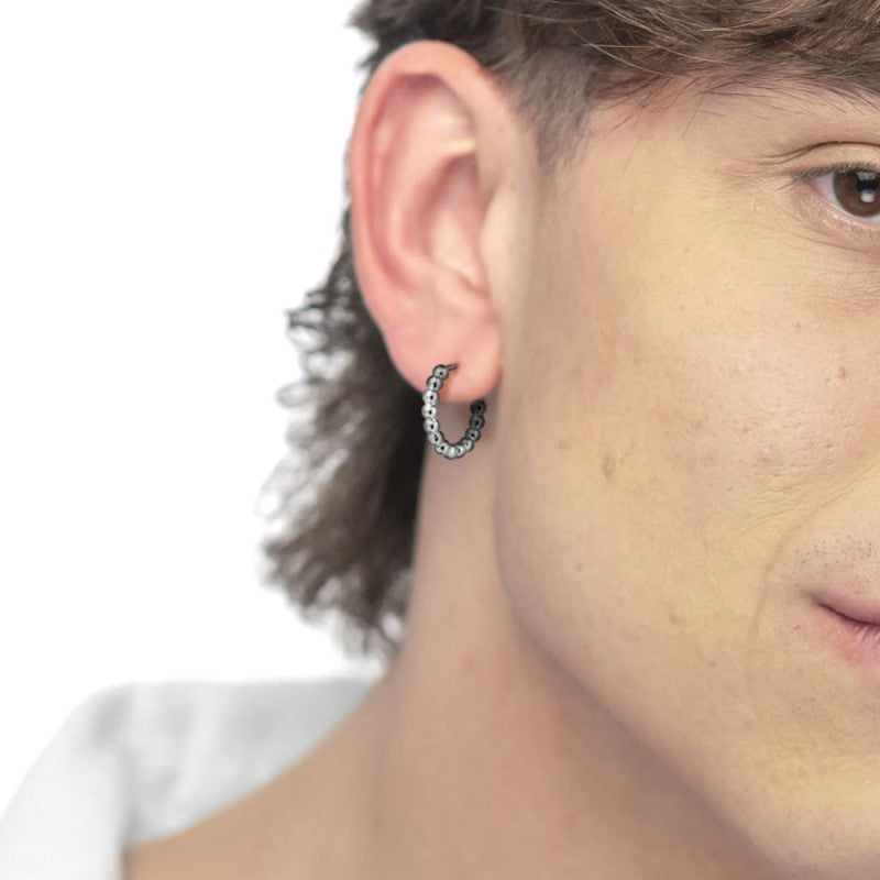 Marlù |Orecchino a cerchio 1,7 cm trama con sfere