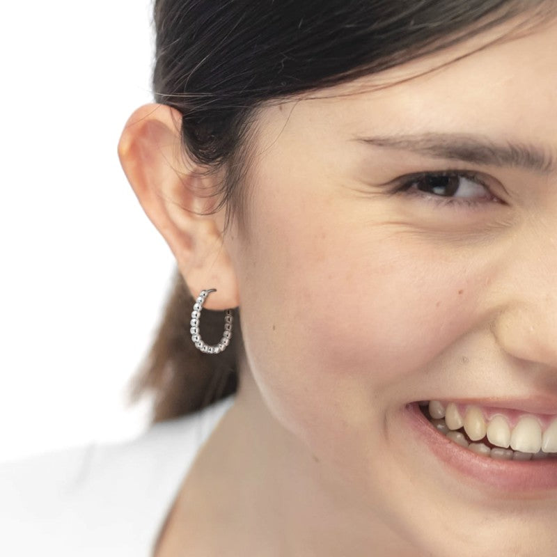 Marlù |Orecchino a cerchio 1,9 cm trama con sfere