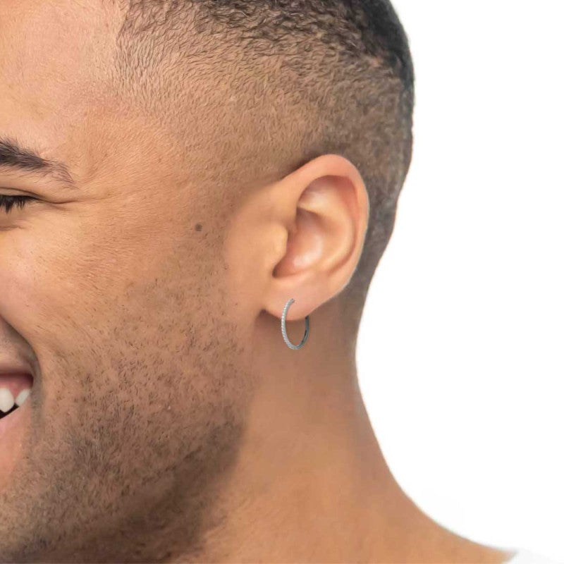 Marlù | Orecchino a cerchio 32 mm con zirconi bianchi