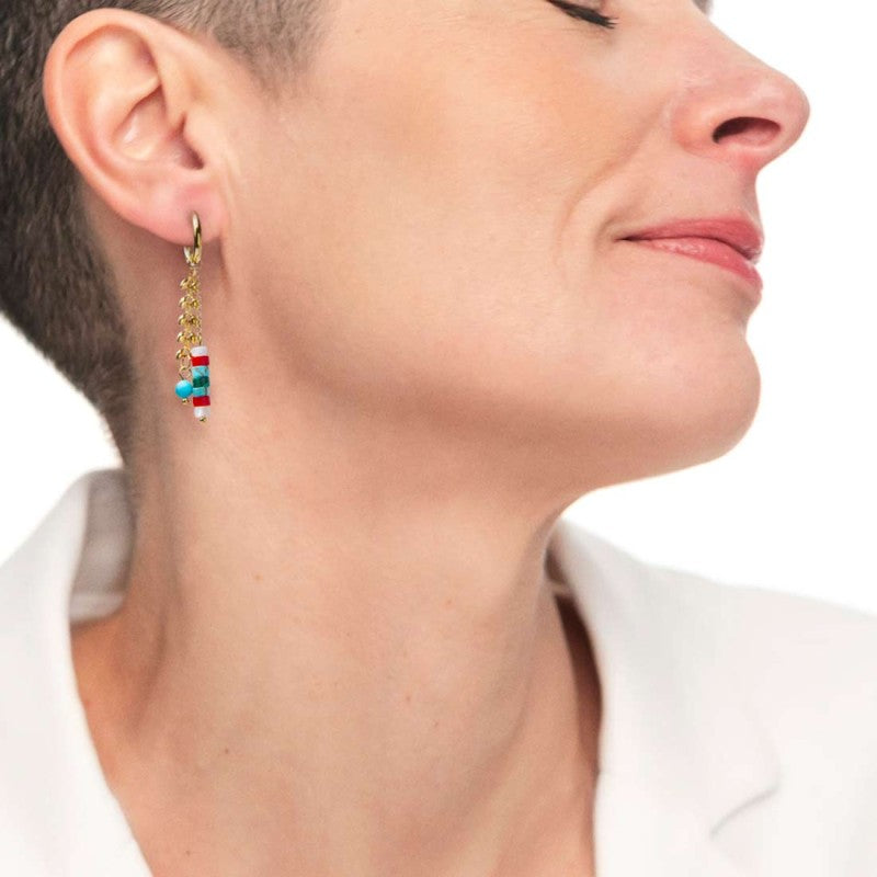 Marlù | Orecchino a cerchio con doppio pendente