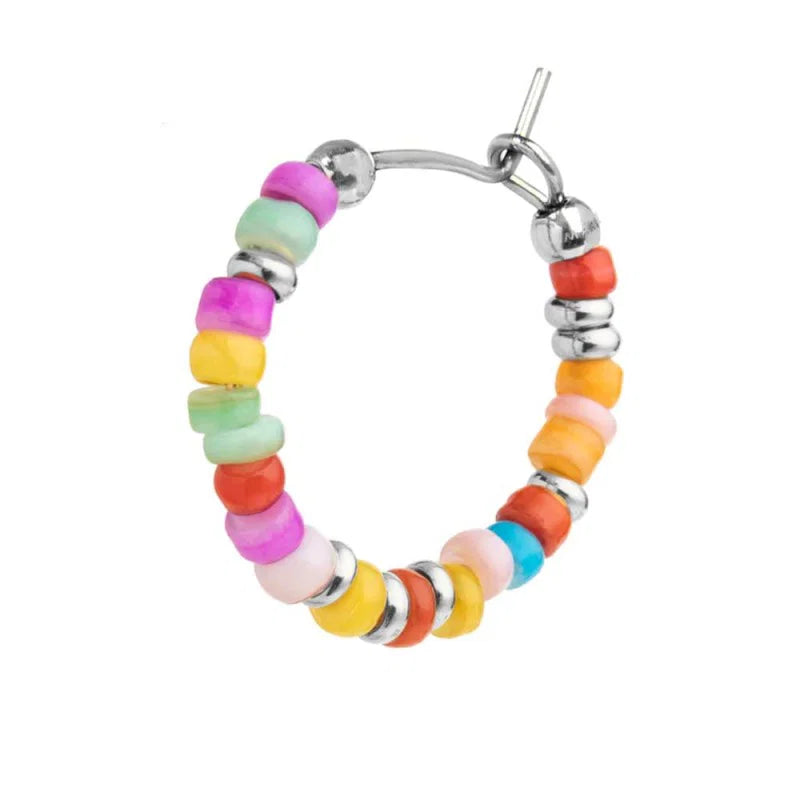 Marlù | Orecchino a cerchio con perline colorate