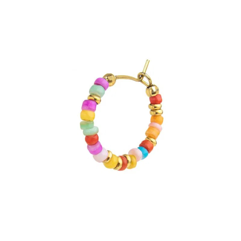 Marlù | Orecchino a cerchio con perline colorate