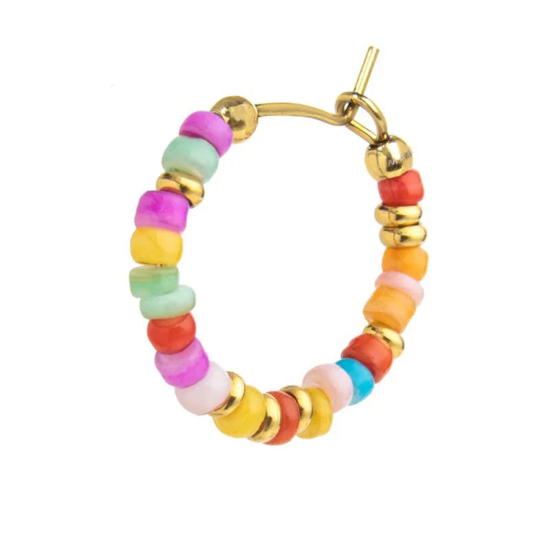 Marlù | Orecchino a cerchio con perline colorate
