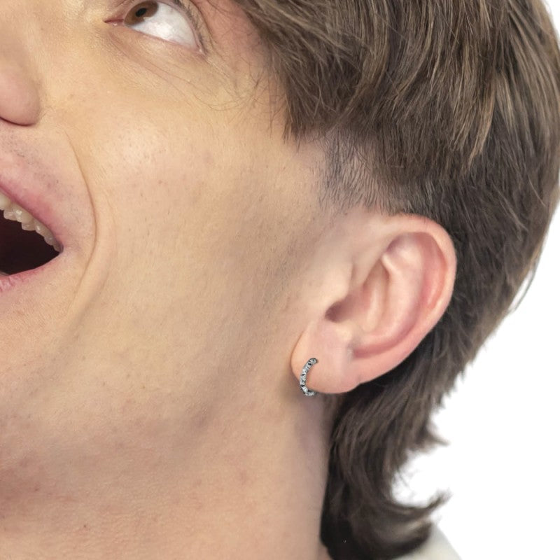 Marlù |Orecchino a cerchio ritorto 1,5 cm trama diamantata