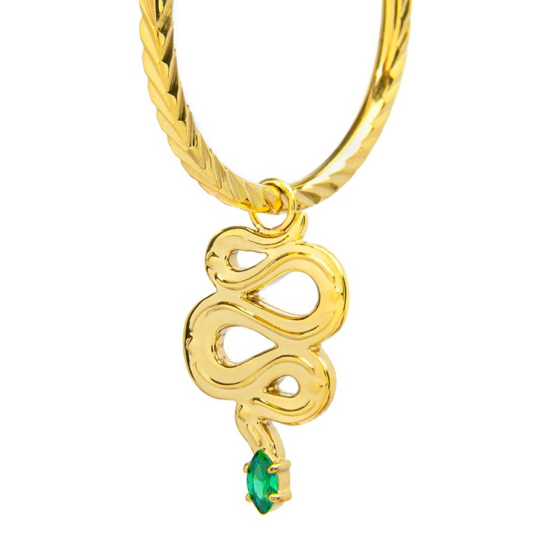 Marlù | Orecchino a cerchio serpente con zircone