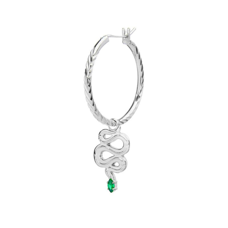 Marlù | Orecchino a cerchio serpente con zircone