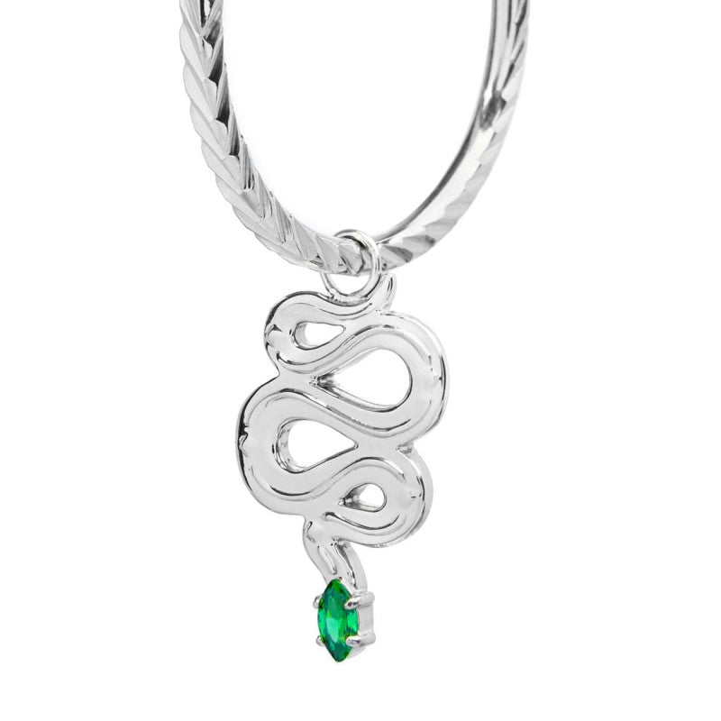 Marlù | Orecchino a cerchio serpente con zircone