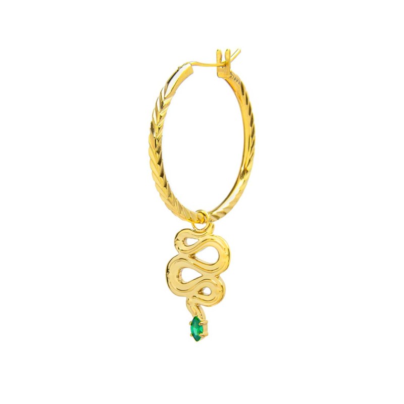 Marlù | Orecchino a cerchio serpente con zircone