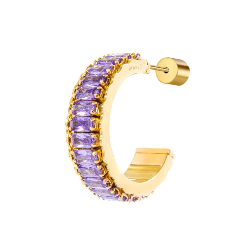 Marlù | Orecchino a cerchio tennis zirconi baguette