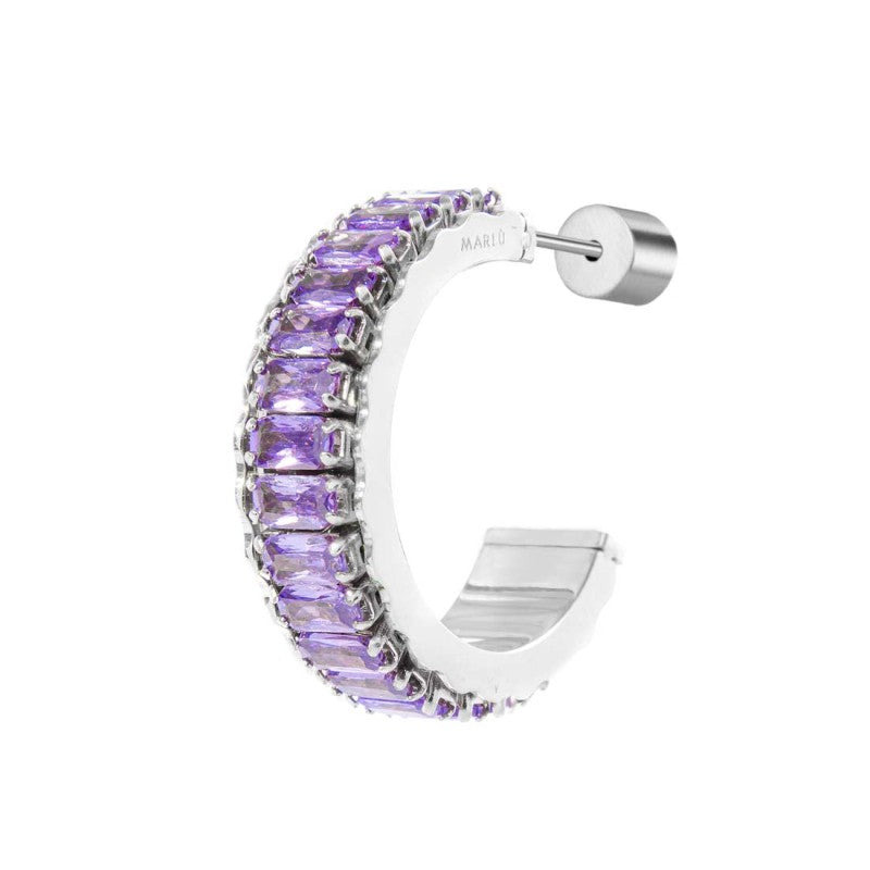 Marlù | Orecchino a cerchio tennis zirconi baguette
