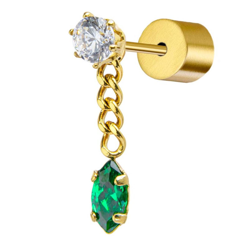 Marlù | Orecchino a lobo catena grumetta con zirconi