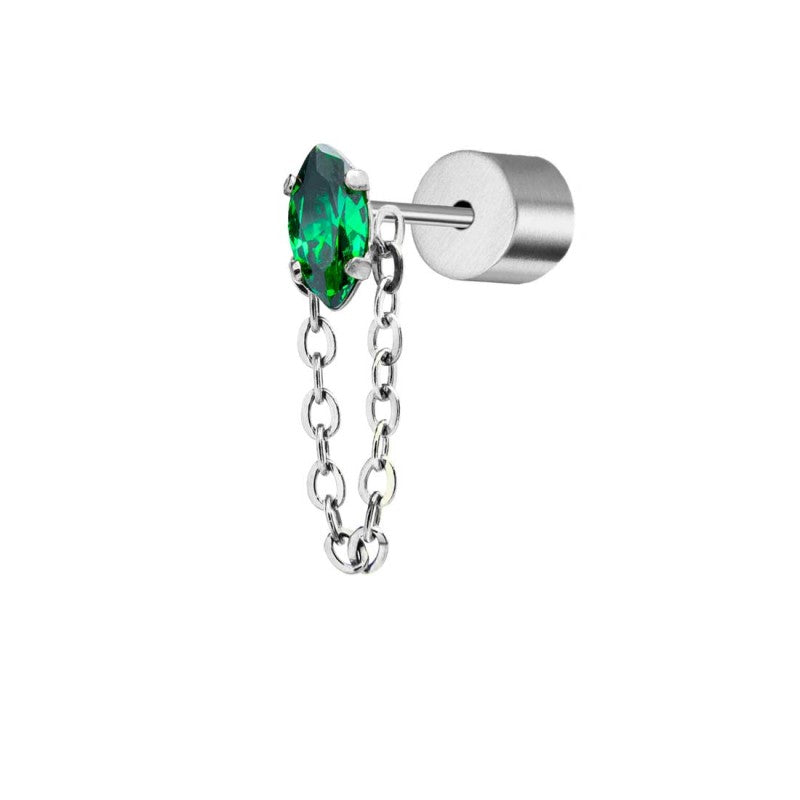 Marlù | Orecchino a lobo con zircone e catena cross