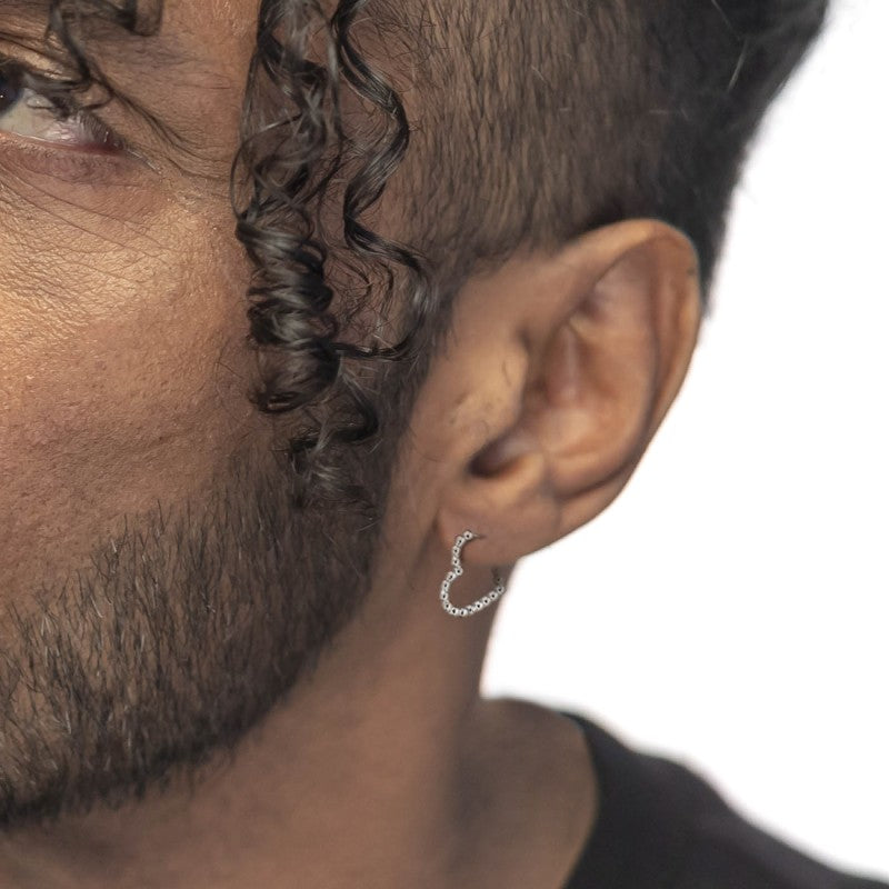 Marlù |Orecchino cuore 1,8 cm trama con sfere