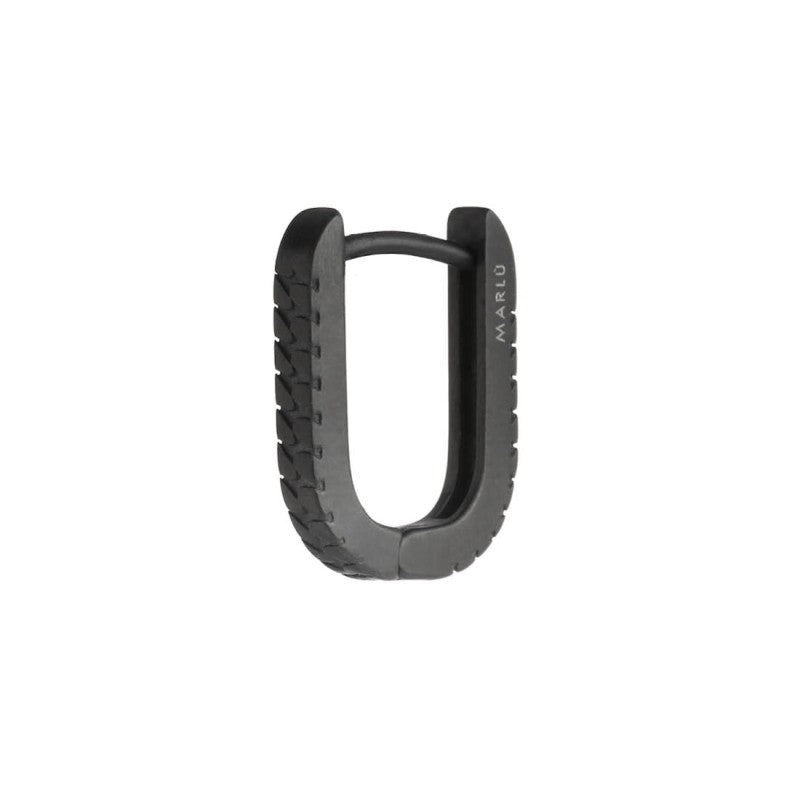 Marlù | Orecchino ovale 1,7 cm trama con black oil opaco |