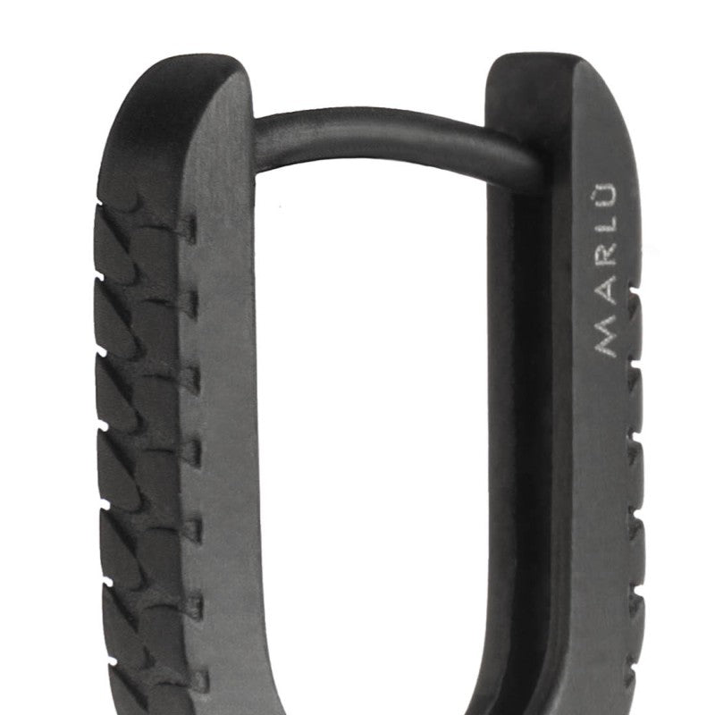 Marlù | Orecchino ovale 1,7 cm trama con black oil opaco |