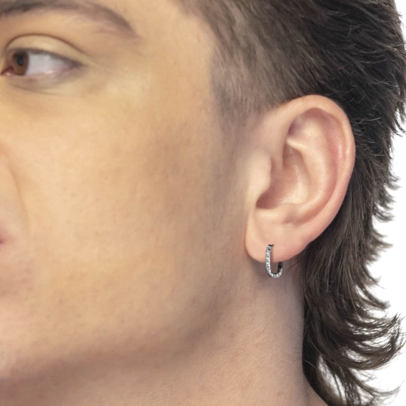 Marlù | Orecchino ovale 1,8 cm trama diamantata