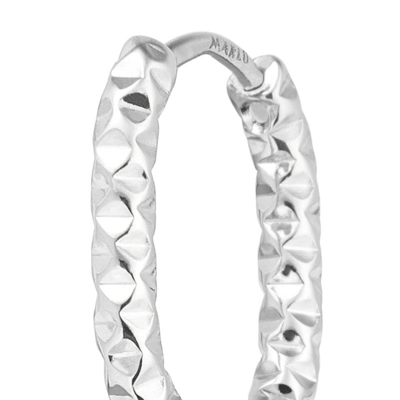 Marlù |Orecchino ovale 1,8 cm trama diamantata