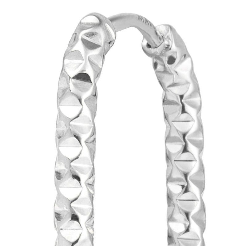 Marlù |Orecchino ovale 2,1 cm trama diamantata