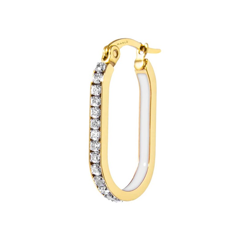 Marlù | Mono orecchino ovale con zirconi e smalto