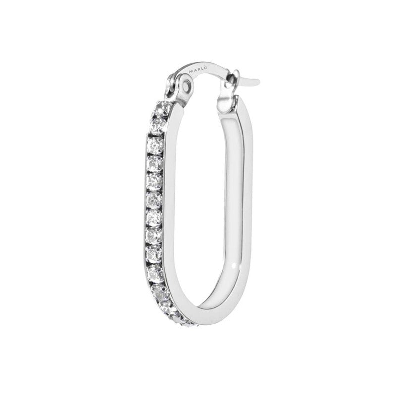 Marlù | Mono orecchino ovale con zirconi e smalto