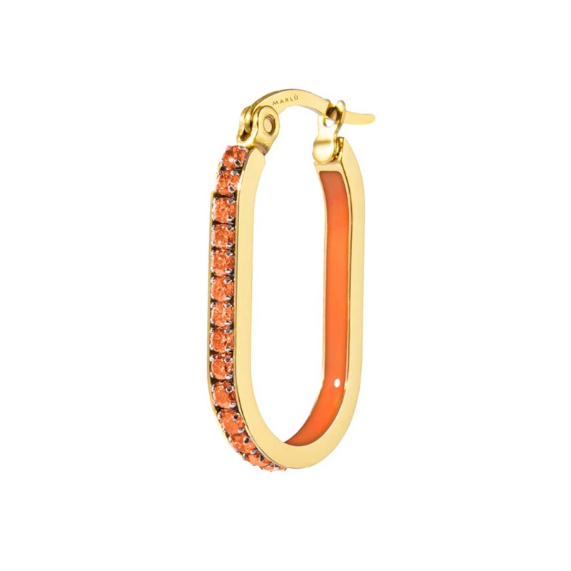 Marlù | Mono orecchino ovale con zirconi e smalto