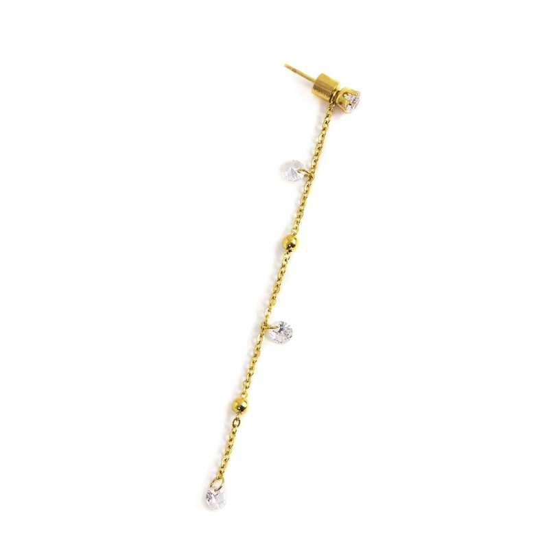 Marlù | Orecchino pendente con zirconi e sfere 7,5cm