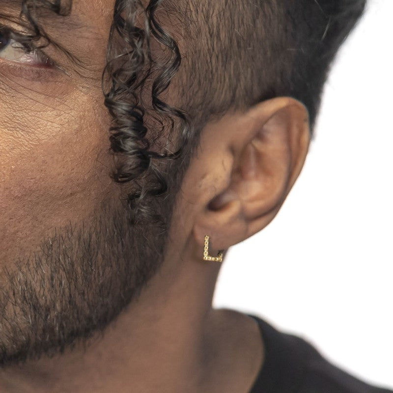 Marlù |Orecchino quadrato 1,1 cm trama con sfere