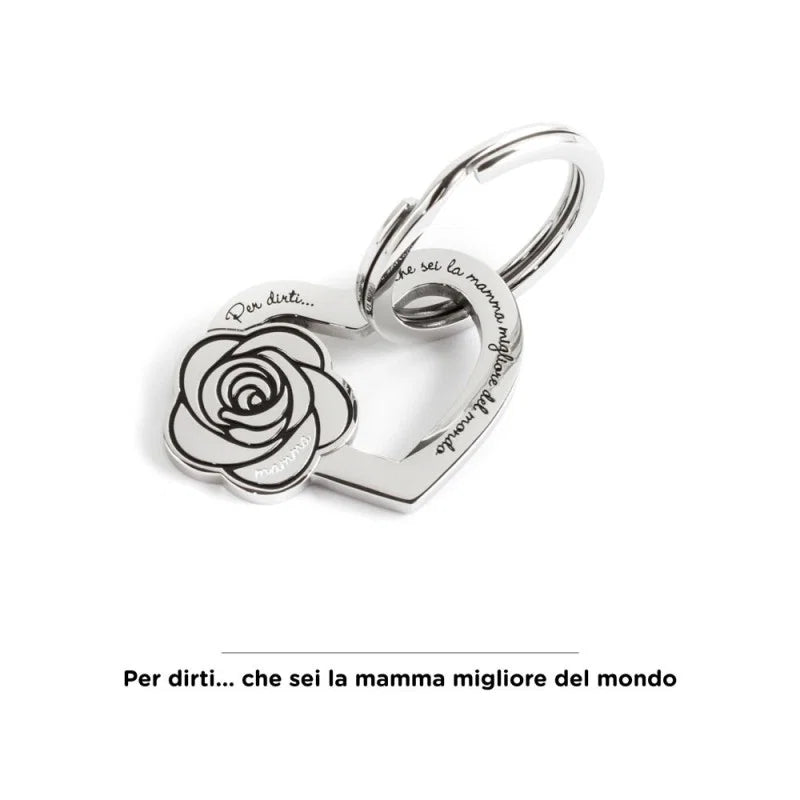 Marlù | Portachiavi mamma cuore con rosa