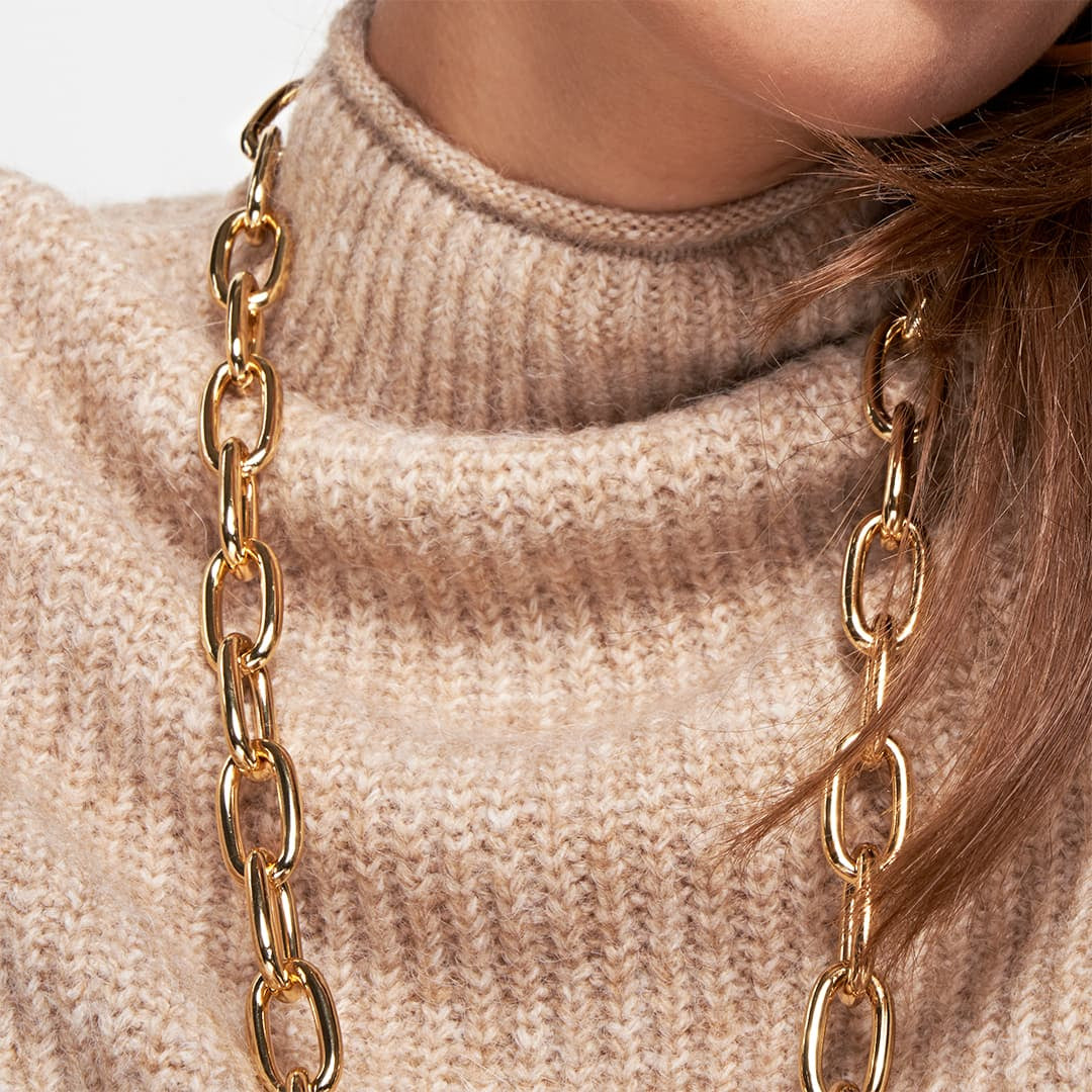 UNOAERRE | Collana Catena Lunga in Bronzo Dorato Lucido