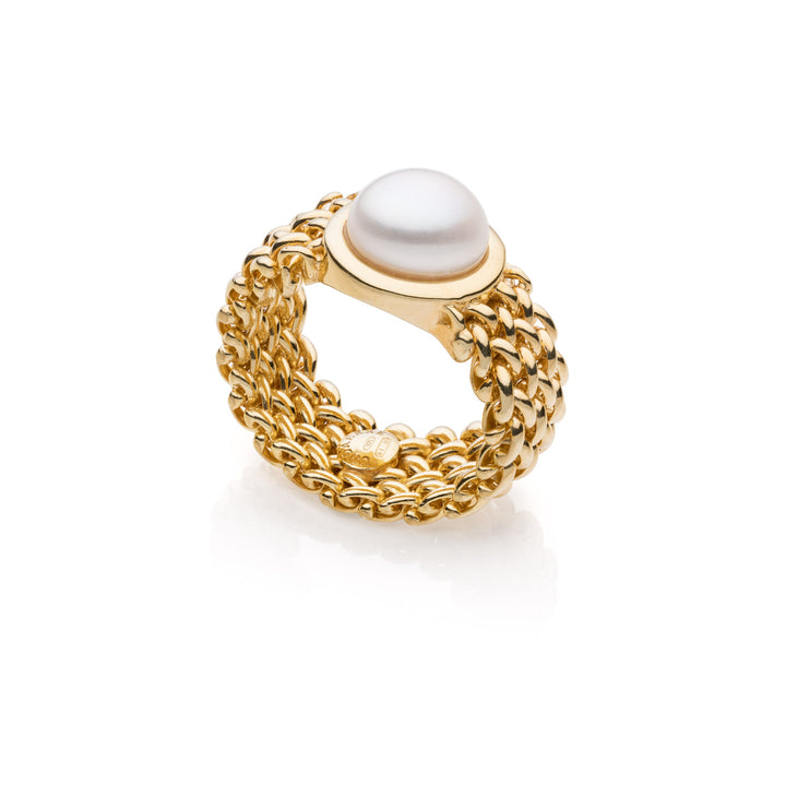UNOAERRE | Anello in Argento Dorato con Perla Chicco